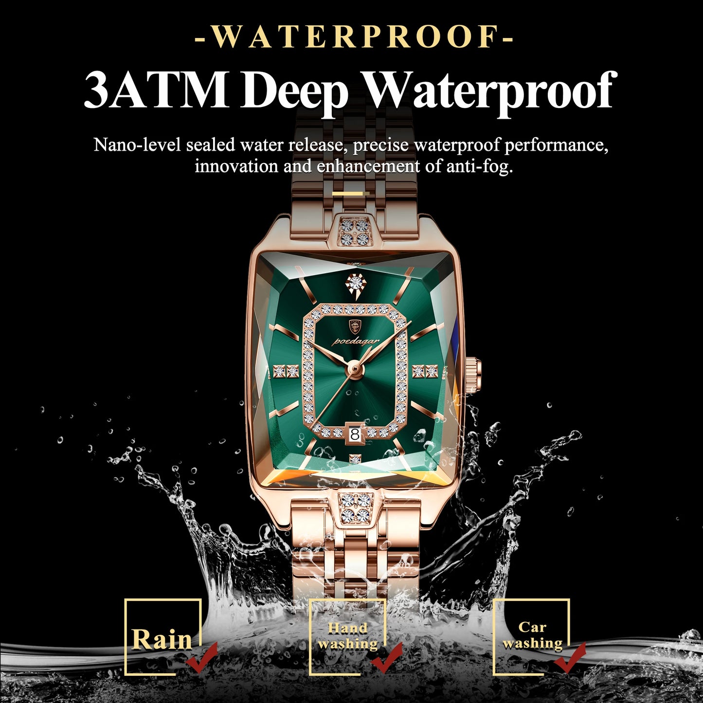 Luxury Watch For Woman, Waterproof Calendar High Quality Ladies Watch, Stainless Steel Quartz Women's Watches With Elegant Box, POEDAGAR