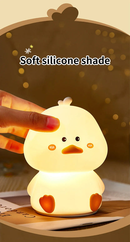Rechargeable LED Night Light Cute Duck Silicone Patting Lamp Nursery Children Nightlights Home Bedside Room Decor Birthday Gift