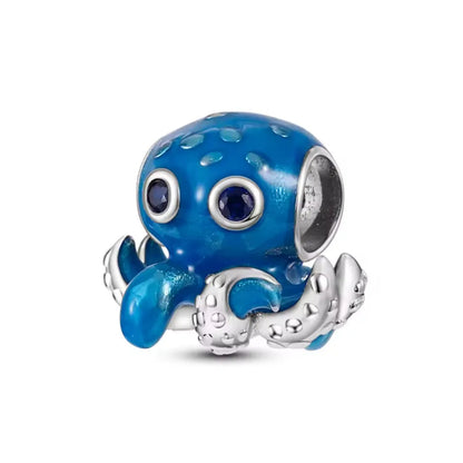 New 925 Silver Octopus crab Charm Bead Sea turtle starfish Seahorse dolphin Pendant Fit Original Bracelet Women DIY Jewelry Gift