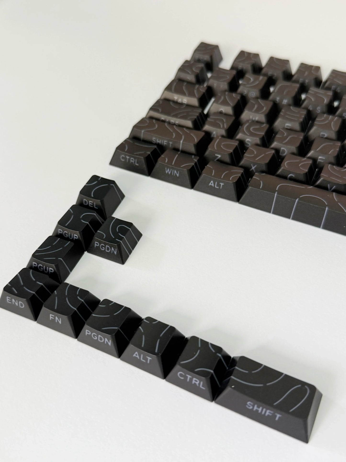 Contour Lines Translucent Keycaps Side Engraving Cherry Profile Black White Key Cap 60 70 80 90 100 Layout Mechanical Keyboard