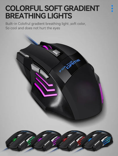 New Hyperspeed USB Gaming Mouse, RGB Backlit Ergonomic Game Mice, 7D Esports Wired Mouse for Laptop PC Gamer