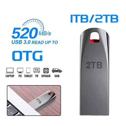 2TB USB 3.2 Metal Flash Drives High Speed Pendrive 1TB Portable USB Drive Waterproof Memoria USB Flash Disk Upgraded New