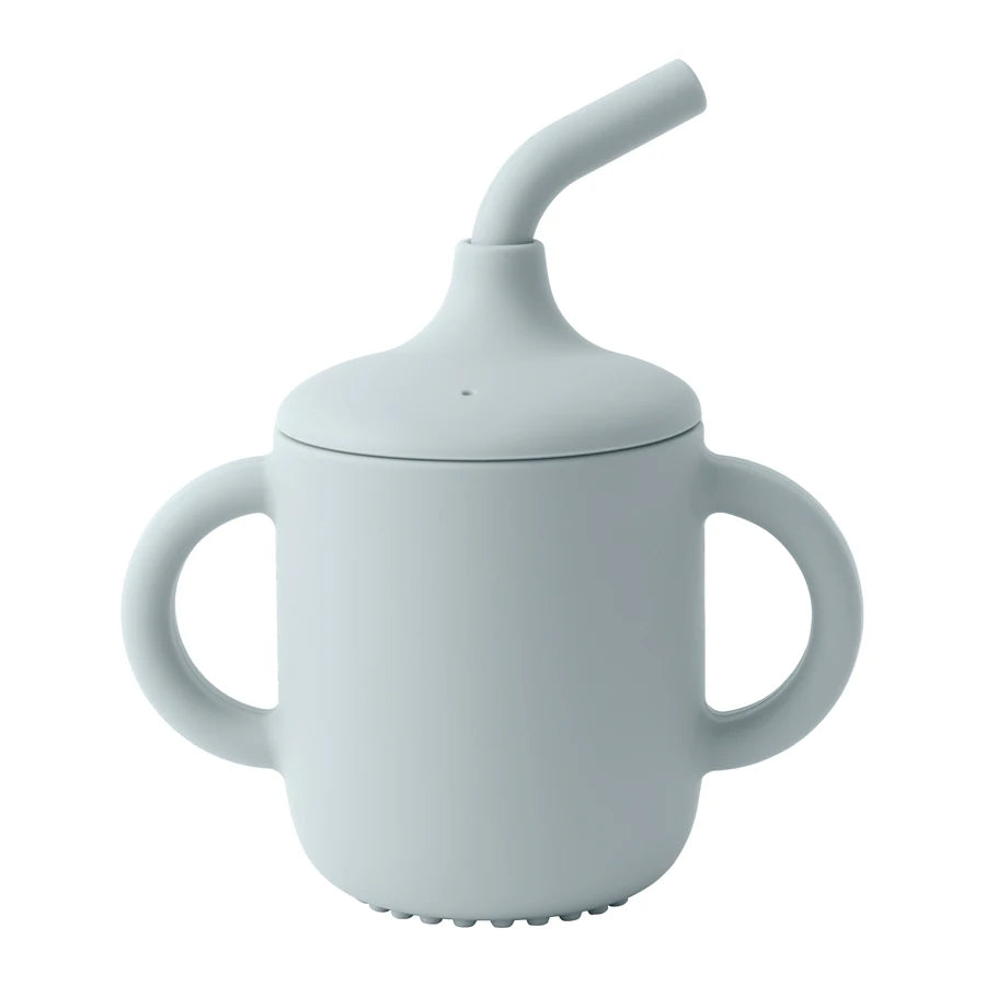 Color Kids 1Pcs Baby Learning Drinking Cup Portable Straw Detailed Comfortable Grip Silicone Double Ear Kids Sippy Cup Baby Stuff