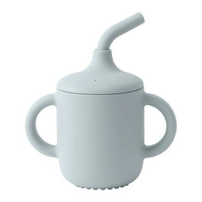 Color Kids 1Pcs Baby Learning Drinking Cup Portable Straw Detailed Comfortable Grip Silicone Double Ear Kids Sippy Cup Baby Stuff