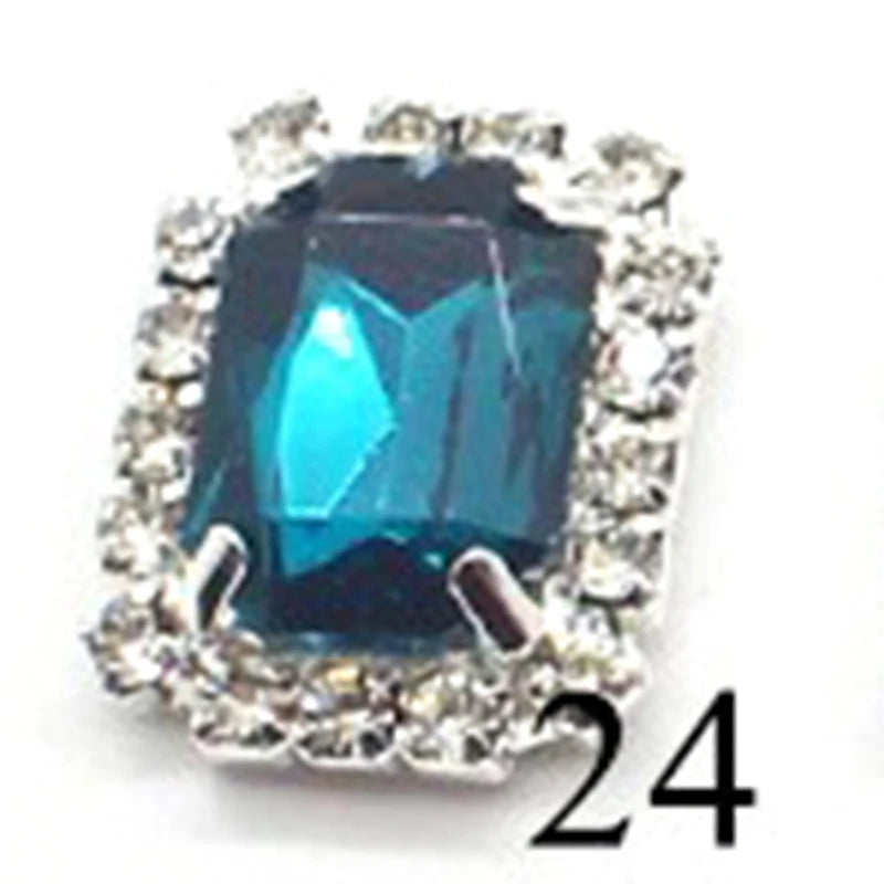 10Pcs, 15*20mm Metal Rectangle Rhinestone Sewing Accessories, DIY Clothing Hair Jewelry Decorative Accessories