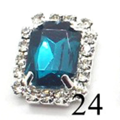 10Pcs, 15*20mm Metal Rectangle Rhinestone Sewing Accessories, DIY Clothing Hair Jewelry Decorative Accessories