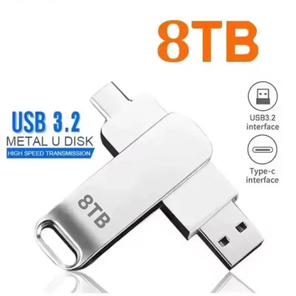 64TB USB 3.2 Flash Drives High-Speed Transfer Metal Pendrive Memory Card Pendrive Flash Disk Memoria Waterproof Stick 2026 New