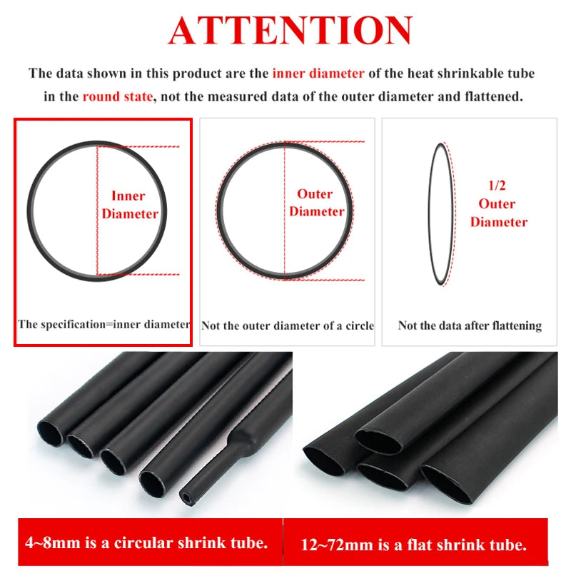 1Meter, 4:1 Thermoretractile Heat Shrinkable Tube, Heat Shrink Tube With Glue Dual Wall Tubing Diameter 4 6 8 16 24 40 52 72