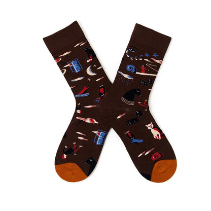 New cotton socks high-quality men's and women's British style casual Harajuku fashion novelty literary couple sexy socks