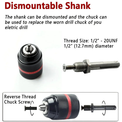 STONEGO 2 sizes 1 Set 2-13mm/1.5-10mm Drill Chuck Drill Adapter 3/8-24UNF Changed Impact Wrench Into Electric Drill Tools