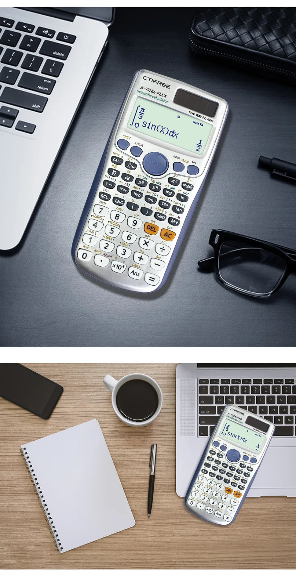 Calculator for FX-991ES-PLUS Original Scientific Calculator 417 Functions for High School University Students Office Coin Battery