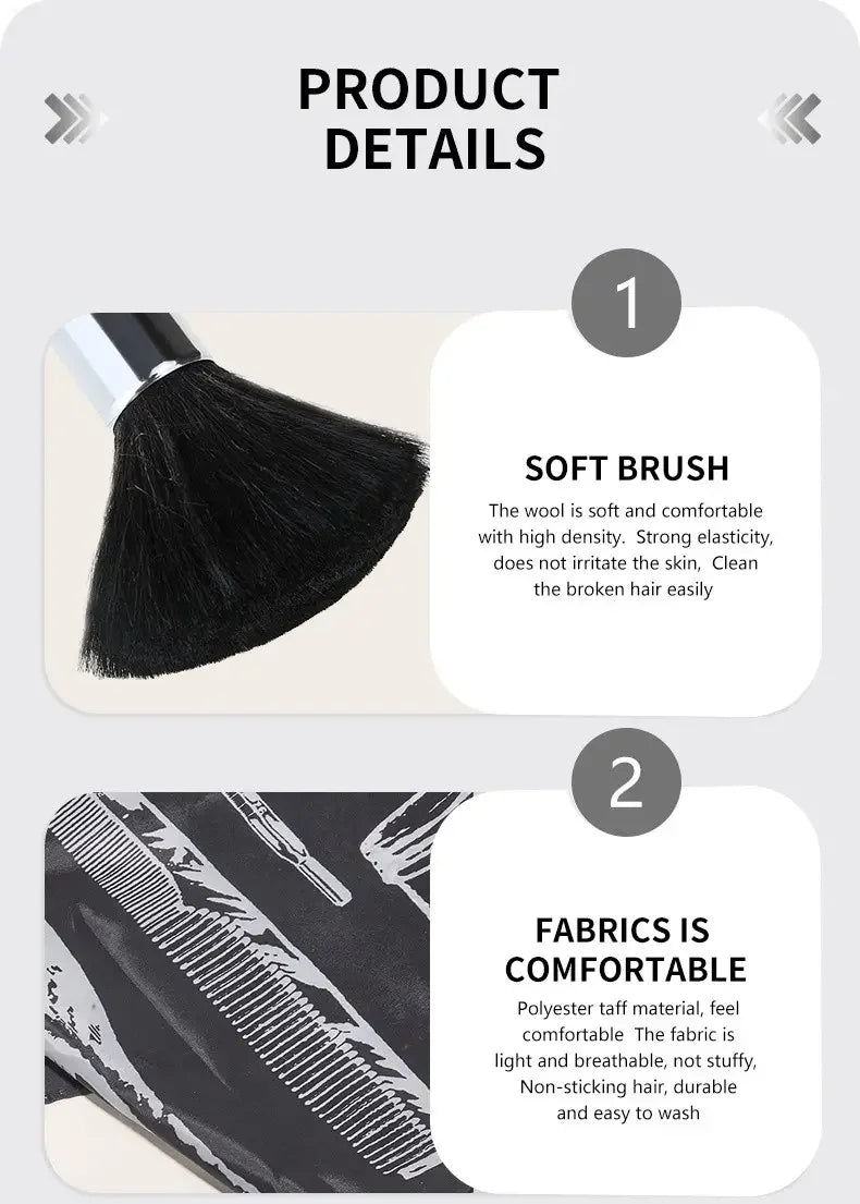 Professional Barber Salon Cape Set: Hair Cutting Cape + Neck Duster Brush - Stylist-Grade Hairdressing Apron for Barbers/Hairdressers