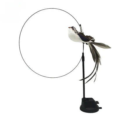 Interactive Cat Toy Hands-Free Cat Stick Playing Kitten Playing Teaser Wand Toy Suction Cup Bird/Feather Cat Wand Pet Supplies