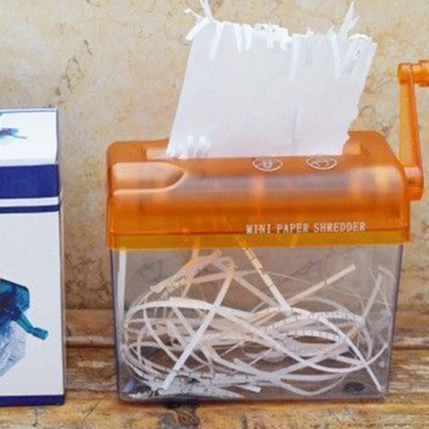 Portable Manual Paper Shredder Easy to Use with Transparent Plastic Window Bin Suitable for Home Office Shelf