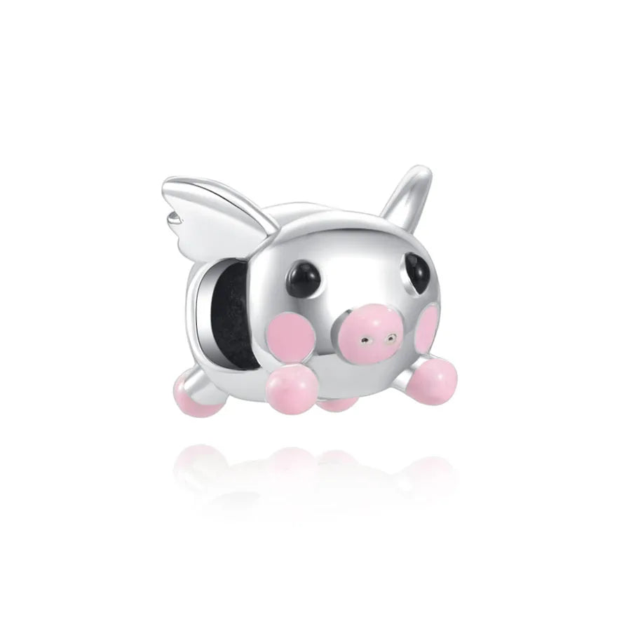 Hot Selling 925 Silver Pink Cake, Dog Paw, Luggage, Cup Bead Pendant Suitable for European Original Bracelet DIY Exquisite Jewelry