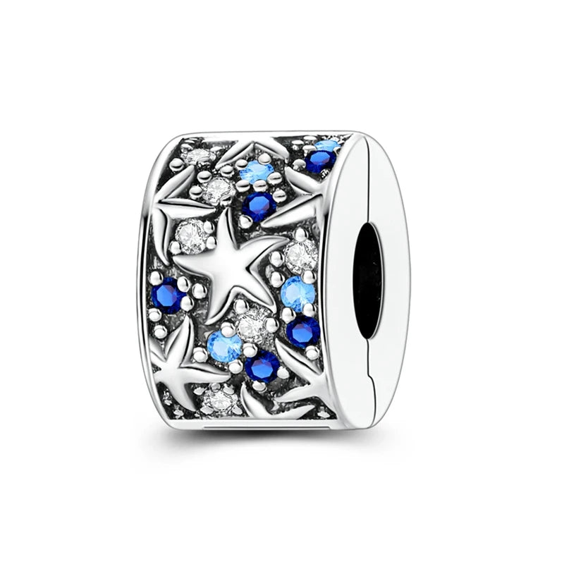 PAMELA 925 Sterling Silver Sea Turtle Starfish Blue Charm Dolphin Octopus Shell Bead For Original Charms Bracelets Ocean Jewelry