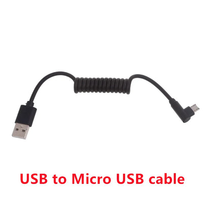 60W Fast Charging USB C to USB2.0, USB A to Micro USB, Type C to Type C Coiled Cable, 90 Degree Right Angle Design Cable for Smartphone Tablet Speaker Headphone