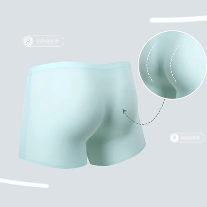 Men's Underwear, Men's 3D Stamping Ice Silk Boxers, Seamless Thin Boxers, Lengthened Sports Summer Shorts