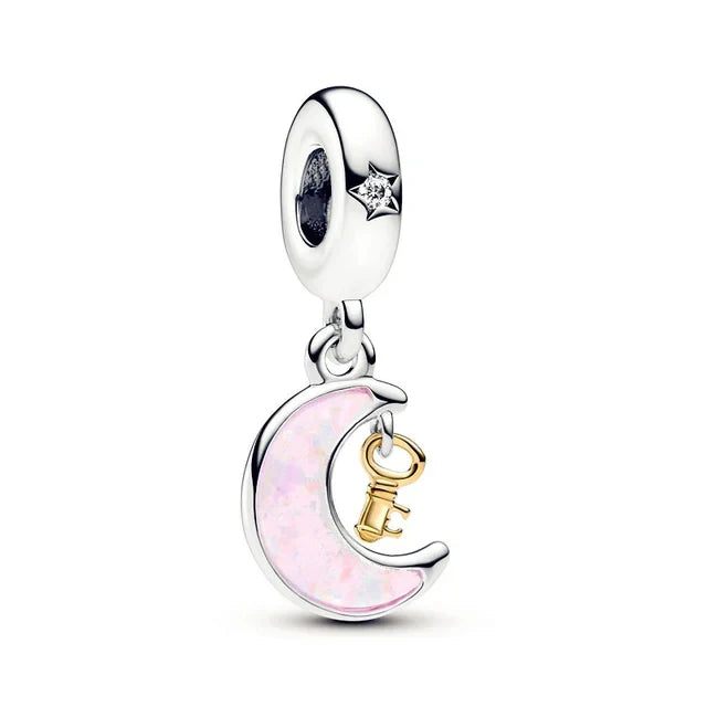 New Fashion 925 Sterling Silver Romantic Starry Sky Moon Sun Stars Pendant Fit Original Charms Bracelet Women Jewelry Gift