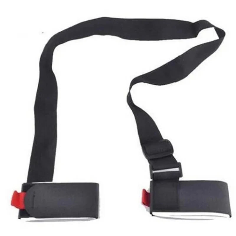 Nylon Ski Pole Shoulder Hand Carrier Lash Handle Straps Adjustable Buckle Hook Loop Protecting Black Nylon Ski Handle Strap Bag