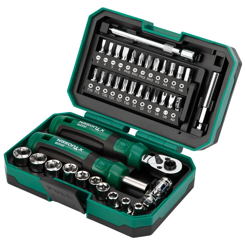 TUOSEN 40 Piece Ratchet Wrench And Screwdriver Comprehensive Set High Hardnes Swear Resistant Durable