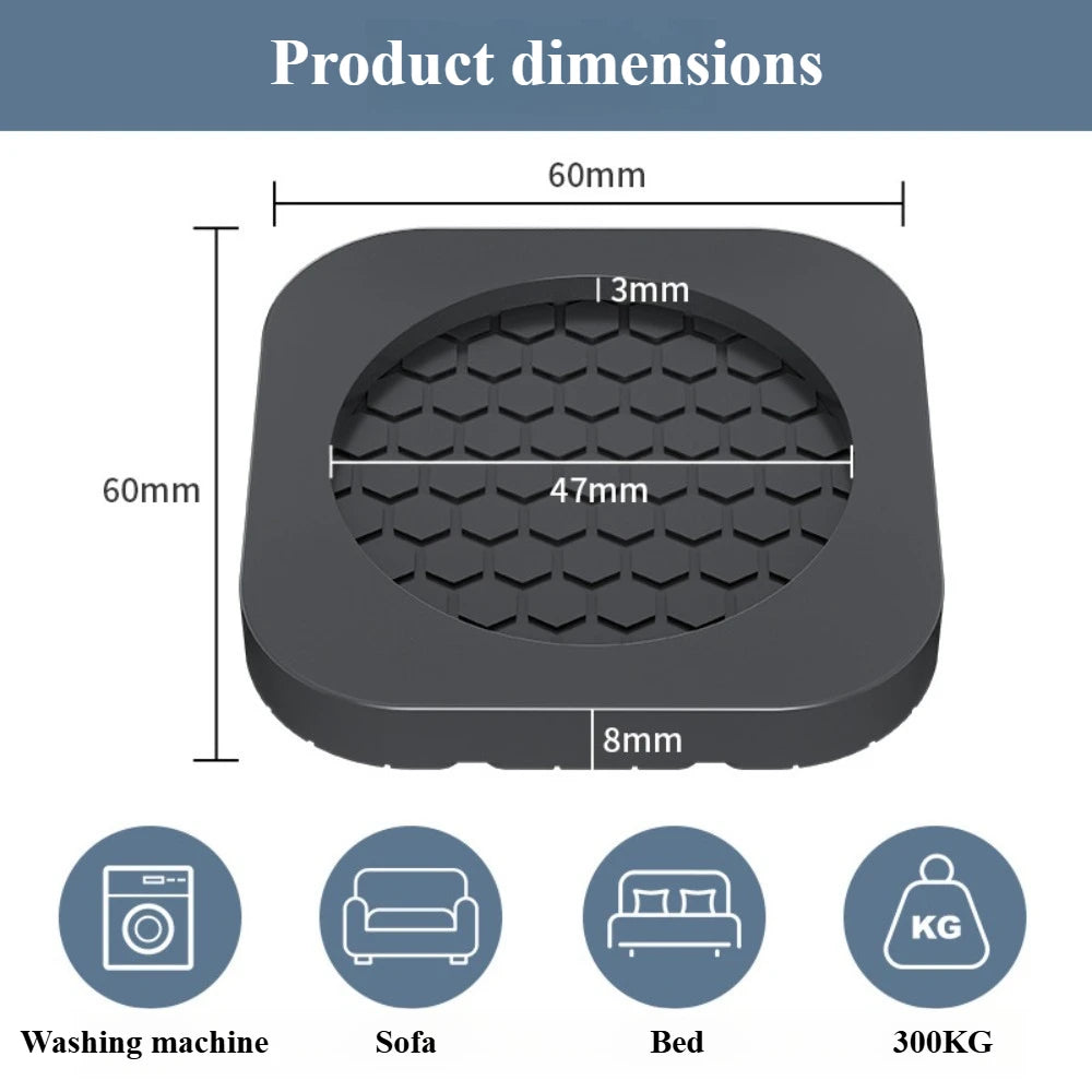 4PCS Anti Vibration Pads Washing Machine Feet Pads Furniture Legs Universal Mute Non Slip Pads Dryer Refrigerator Rubber Feet