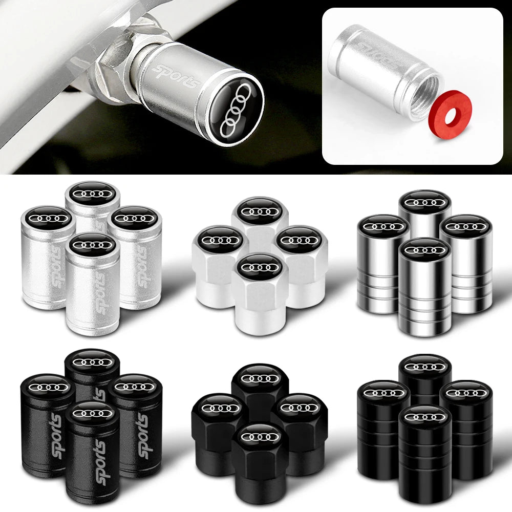 4Pcs Metal Alloy Car Wheel Tire Air Valve Caps Cover For Audi A3 A4 b6 b8 b7 A6 A8 S Line S3 S4 S6 Q3 Q5 Q7 Q8 Auto Accessories