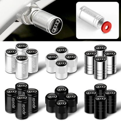 4Pcs Metal Alloy Car Wheel Tire Air Valve Caps Cover For Audi A3 A4 b6 b8 b7 A6 A8 S Line S3 S4 S6 Q3 Q5 Q7 Q8 Auto Accessories
