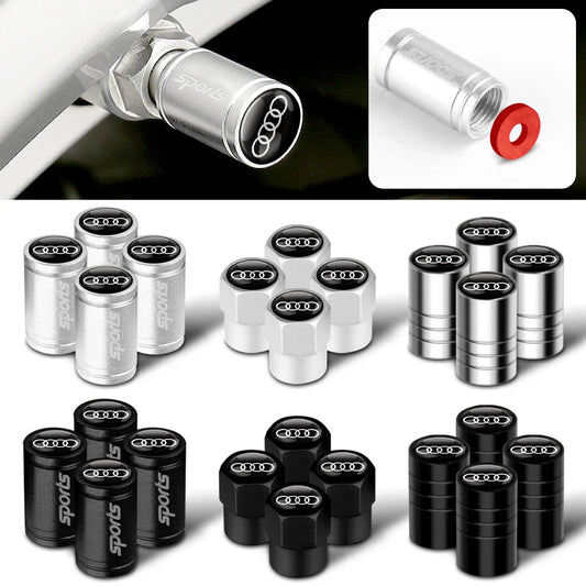 4Pcs Metal Alloy Car Wheel Tire Air Valve Caps Cover For Audi A3 A4 b6 b8 b7 A6 A8 S Line S3 S4 S6 Q3 Q5 Q7 Q8 Auto Accessories