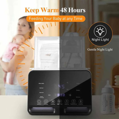 Baby Bottle Warmer Sterilizer, Multifunction Fast Milk Bottle Warmers with Timer Accurate Temperature Control, Newborn Accessories