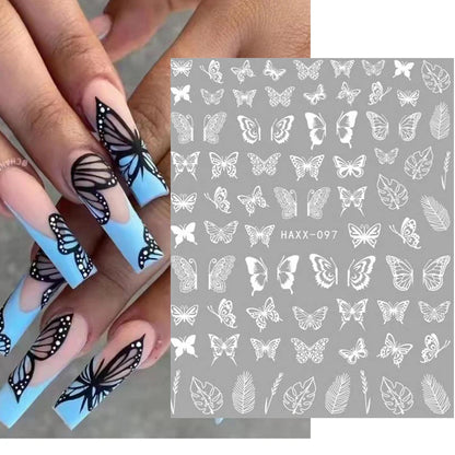 3d Nail Art Decals Tropical Palm Leaves Flowers Laces Faces Adhesive Sliders Nail Stickers Decoration For Nail Manicure