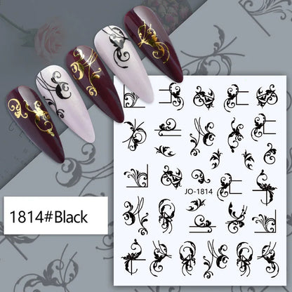 3d Nail Art Decals Tropical Palm Leaves Flowers Laces Faces Adhesive Sliders Nail Stickers Decoration For Nail Manicure