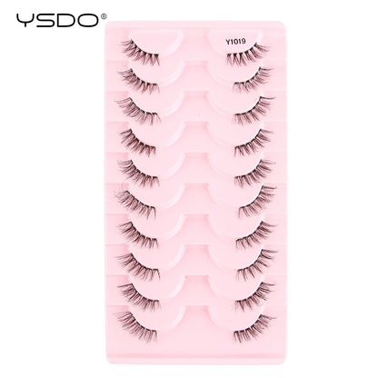 YSDO 5/10 Pairs Half Lashes Cat Eyelashes Soft Natural Clear Band False Lashes Natural Wispy Faux 3d Mink Eyelashes Makeup Tools