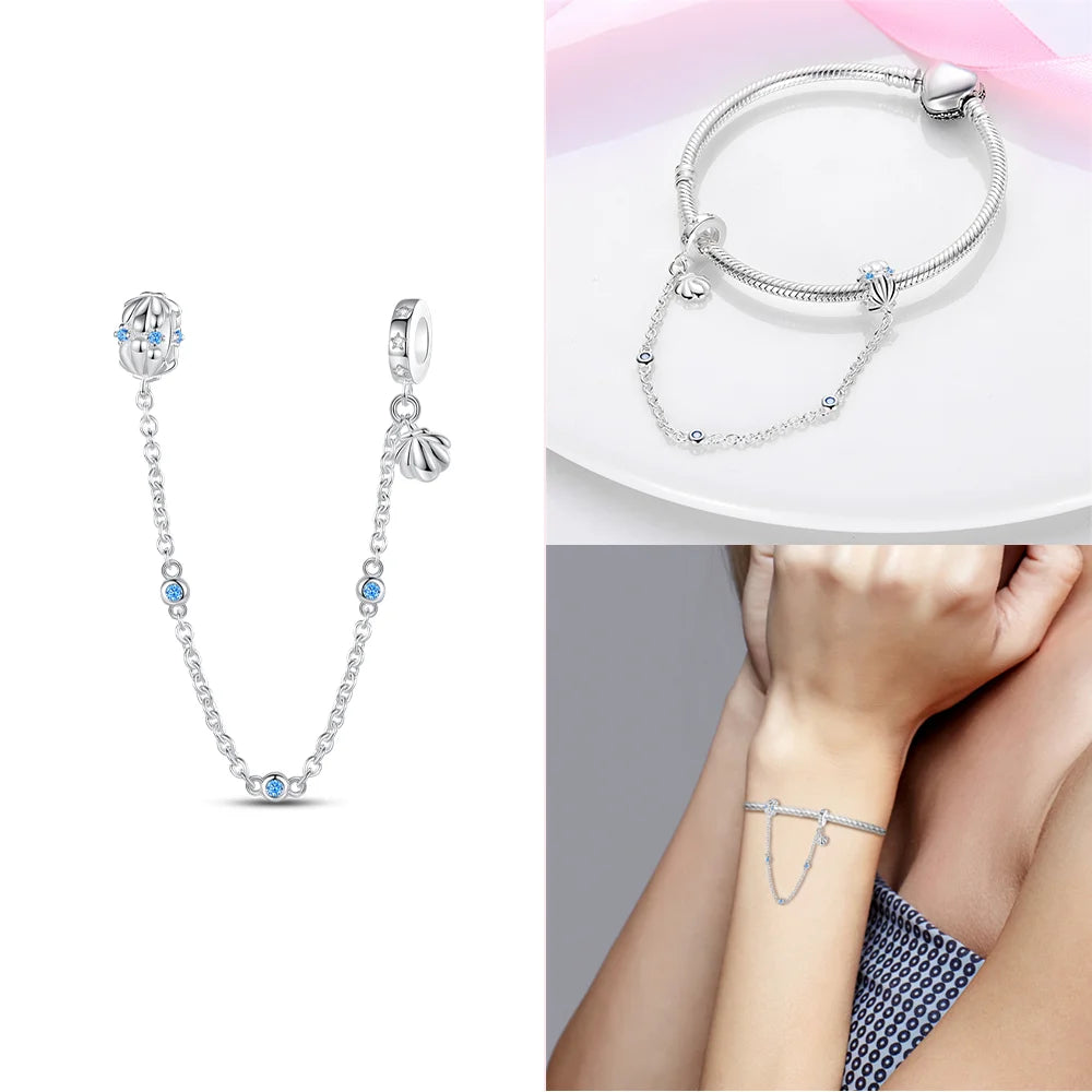 Charms 925 Silver Blue Original Stars Heart Zircon Chameleon Panda Glass Beads Fit Bracelet Jewelry Women Diy Accessories