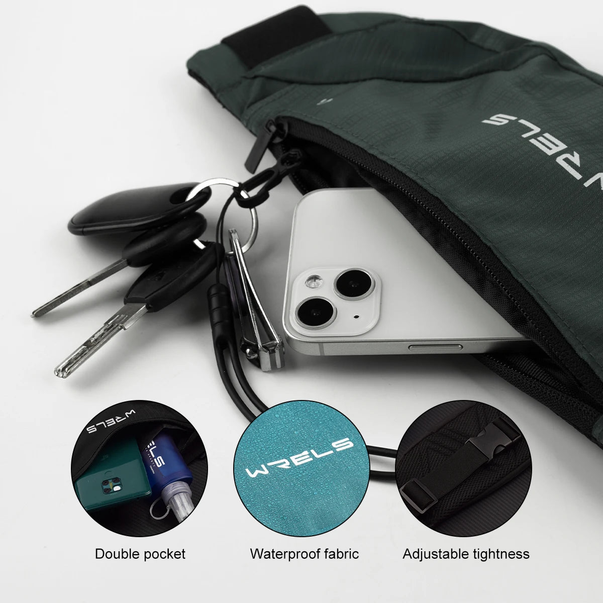 WRELS Waist Bag Outdoor Running Cycling Bag Waterproof Sports Fanny Pack Mobile Phone Case Gym Jogging Run Pouch Belt Bag