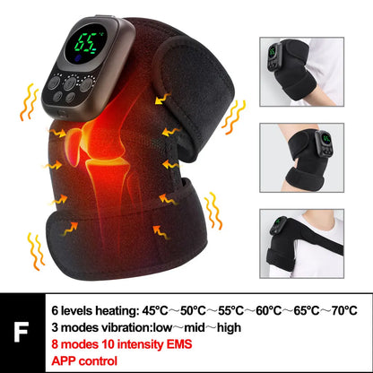 Electric Heated Vibration Knee Massage Pad, 3 in 1 Massager for Shoulder Elbow, Hot Compress Thermal Joint Brace Muscle Relaxation