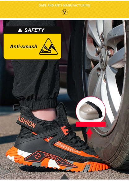 High Top Man Boots Safety Protective Shoes Steel Toe Work Shoes Men Anti-puncture Safety Shoes Men Women Work Safety Boots