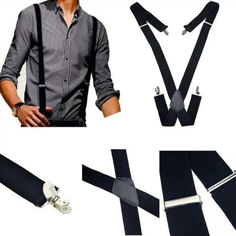 35/25/20mm Wide Men's Suspenders High Elastic Adjustable 4 Strong Clips Heavy Duty X-Back Trousers Braces