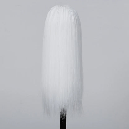 White Long Straight Synthetic Wigs for Women, Colorful Cosplay Party Fake Hair with Bangs, White Wig, HighTemperature Fiber, HENRY MARGU