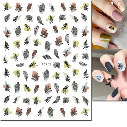 3d Nail Art Decals Tropical Palm Leaves Flowers Laces Faces Adhesive Sliders Nail Stickers Decoration For Nail Manicure