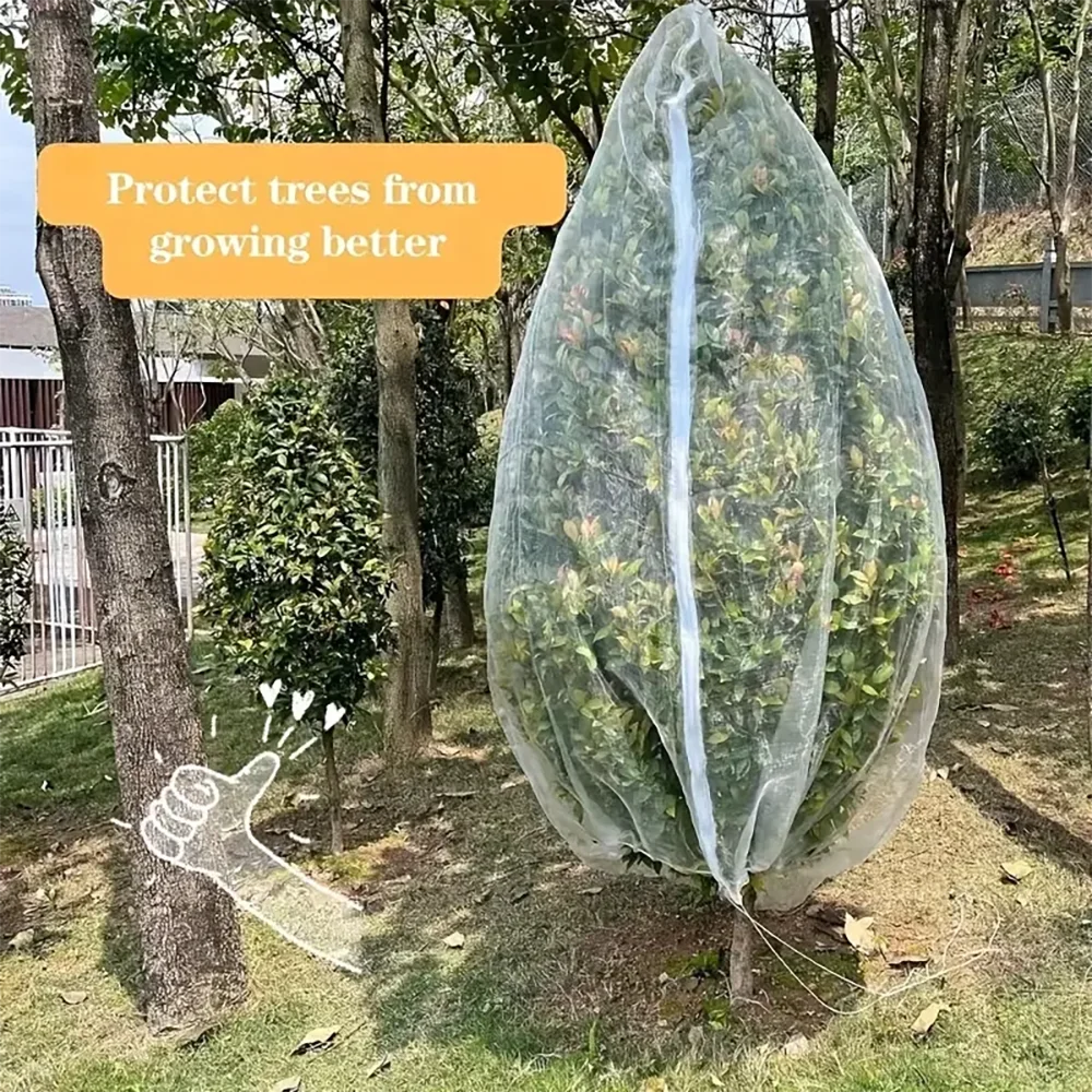 Extra-Thick Garden Netting With Drawstring & Zipper - Insect & Bird Protection For Fruits, Citrus, Flowers PE Material Insect Netting
