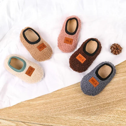 Autumn Winter Warm Baby Slippers, Toddler Plush Floor Sock Shoes, Boys Girls Soft Anti-slip Walking Shoes, Indoor Home Kids Socks
