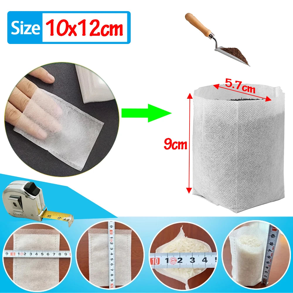 100Pcs Plant Grow Bags Nursery Bags Seeds To Sow Flower Pots Biodegradable Non-woven Fabric For Home Garden Accessories Tools