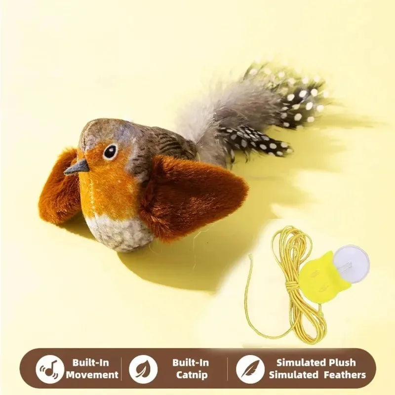 Pet Toy Cat Plush Toy Emulates the Sound Bird to Amuse the Cat Elastic Rope to Relieve Boredom and Resist Scratching and Biting