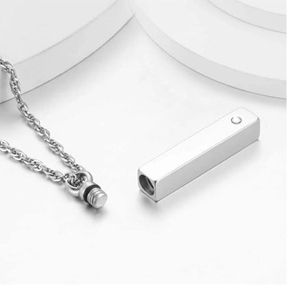 Cremation Jewelry Urn Necklace for Pet Ashes for Men Women, Keepsakes for Small Animal Ashes, Stainless Steel Memorial Bar Pendant Necklaces