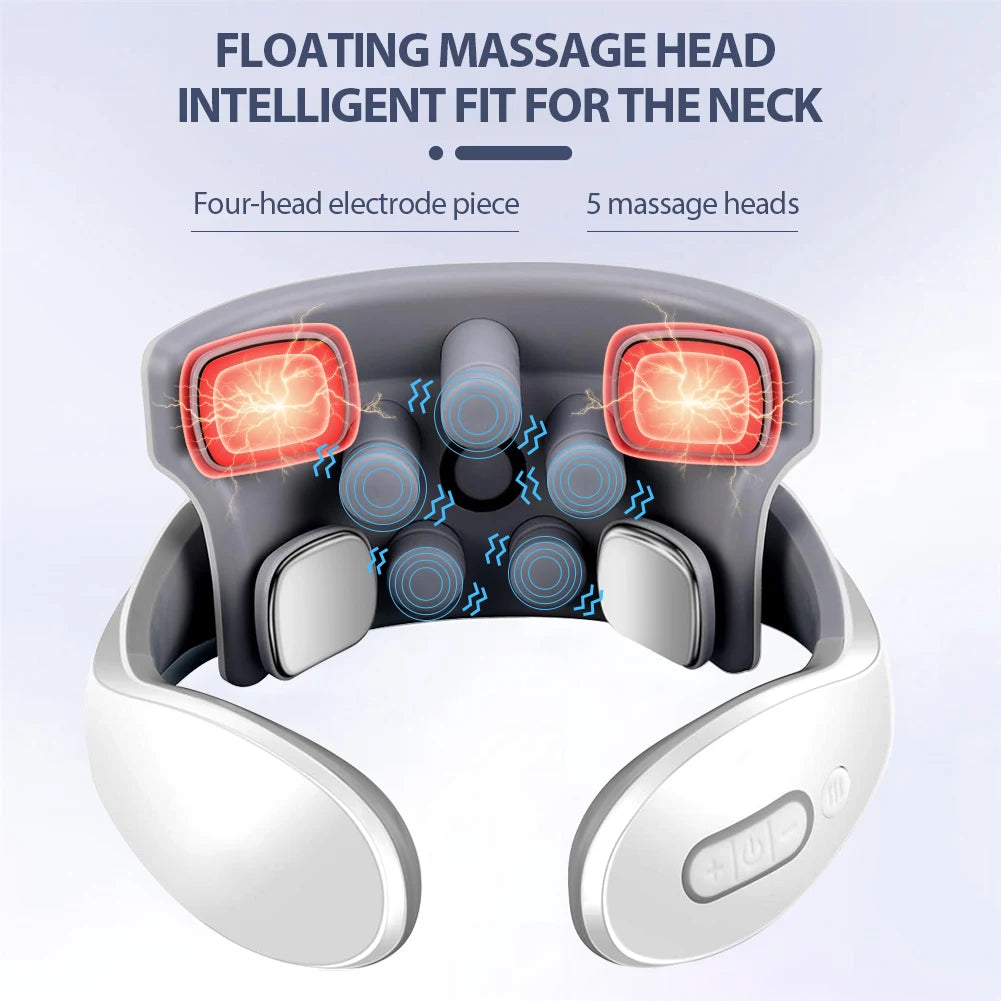 TENS Pulse Back Neck Massage 4 Modes EMS Electric Smart Shoulder Cervical Massager Relaxation Muscle Beating Health Care Tool