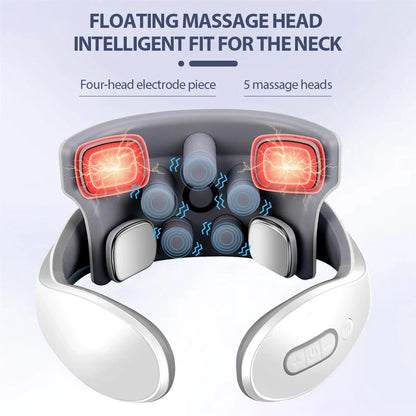 TENS Pulse Back Neck Massage 4 Modes EMS Electric Smart Shoulder Cervical Massager Relaxation Muscle Beating Health Care Tool