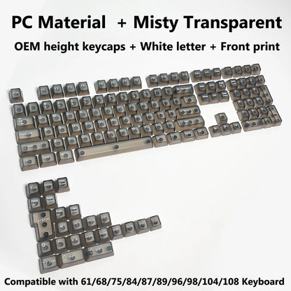 Full Sets Transparent Keycaps for Mechanical Keyboard Front/Side/None Print RGB Backlit Full/Misty Transparent Keycap 130+ Key