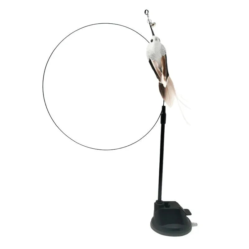 Interactive Cat Toy Hands-Free Cat Stick Playing Kitten Playing Teaser Wand Toy Suction Cup Bird/Feather Cat Wand Pet Supplies