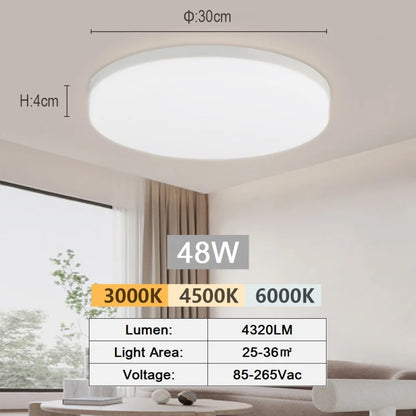 LED Ceiling Lamp 18-48W Flush Mount Fixture 3000K-6000K Daylight Modern Home Lighting for Bedroom Living Room Kitchen Hallway